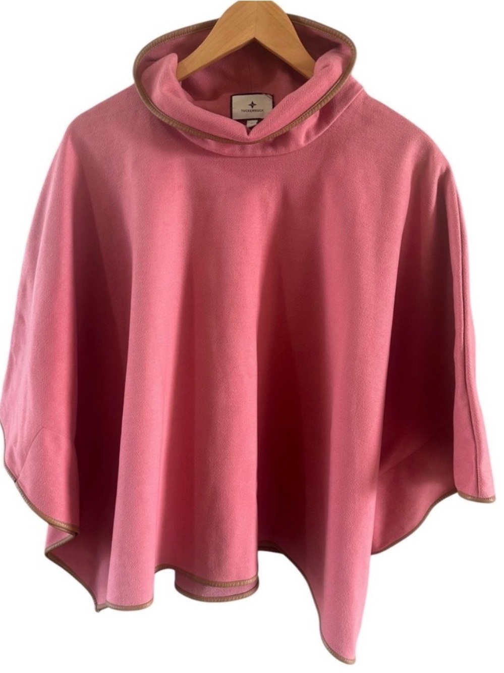 Tuckernuk Piper Poncho OS
One Size Peony Pink Leather Trim Funnel Neck